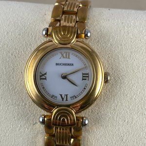 Vintage 1990s Bucherer Paradiso Ladies Quartz Wrist Watch 3 jewel Swiss Movement